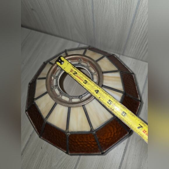 Vtg 70s Tiffaney Style Stained Glass Ceiling Hanging Light Fixture Bar Light - Picture 4 of 9